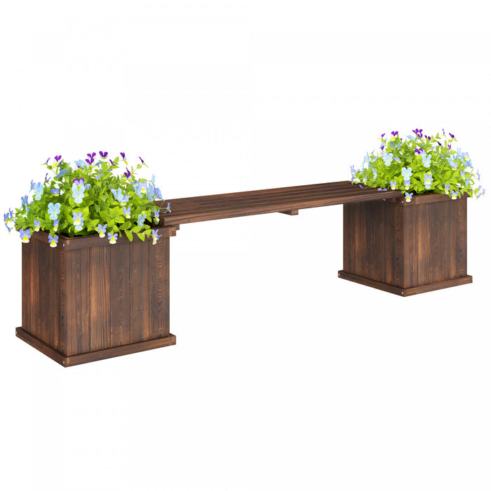 Outsunny Support Pour Plantes Sureleve Jardiniere Et Banc De Jardin En Bois