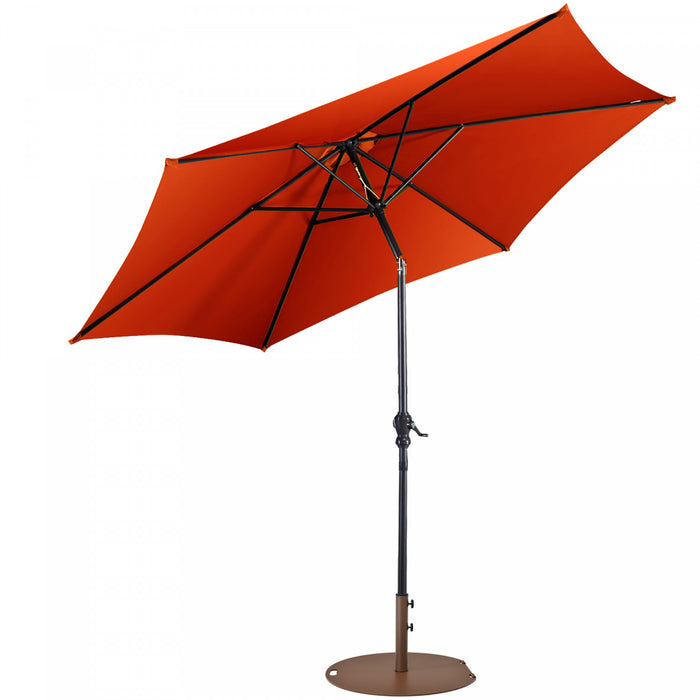Costway Parasol de Patio 9ft Exterieur avec Pied de Parasol Rond de 50 LBS avec Roulettes