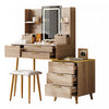 Victoria Ensemble de coiffeuse 7 tiroirs avec miroir LED et pieds en metal, Brun Jaune
