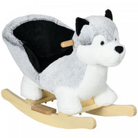 Qaba cheval A Bascule En Peluche Pour Enfants, Jouet A Bascule En Peluche En Forme De Husky Avec Des