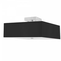 Plafonnier semi-affleuré Seren de Dainolite avec abat-jour noir, fini chromé satiné et 3 ampoules