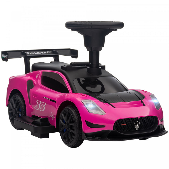 Qaba Voiture Electrique Sous Licence Maserati Gt2 6 V Pour Enfants, Alimentee Par Batterie, Avec Rangement Sous Le Siege, Phares Led, Musique Mp3, Pour 18 A 60 Mois, Rose