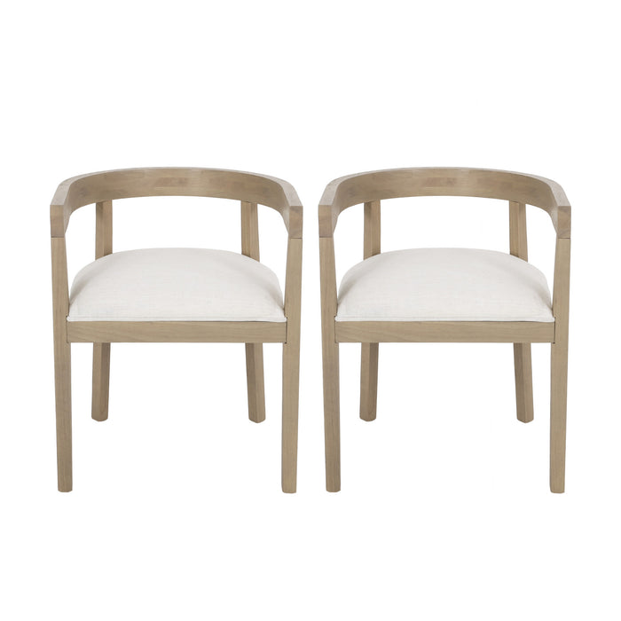 Ensemble De 2 Fauteuils De Salle À Manger Tina Avec Revêtement En Tissu, Dossier Ouvert - Beige