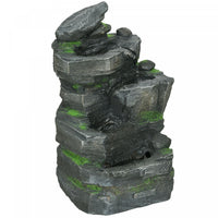 Outsunny Fontaine D'exterieur 4 Niveaux Avec Lumiere LED, Cascade En Resine