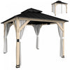 Outsunny Tonnelle de Jardin 305 x 305 cm avec Toit Rigide en Acier Galvanise Double Niveau
