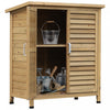 Outsunny Abri De Jardin En Bois 2 Portes Armoire De Rangement Pour Outils De Garage En Bois De Sapin Massif, 34.25\"l X 18.25\"l X 38\"h, Naturel
