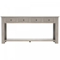 Table Console Gracie En Bois Massif Avec Tiroirs Et Etagere, Gris Patine