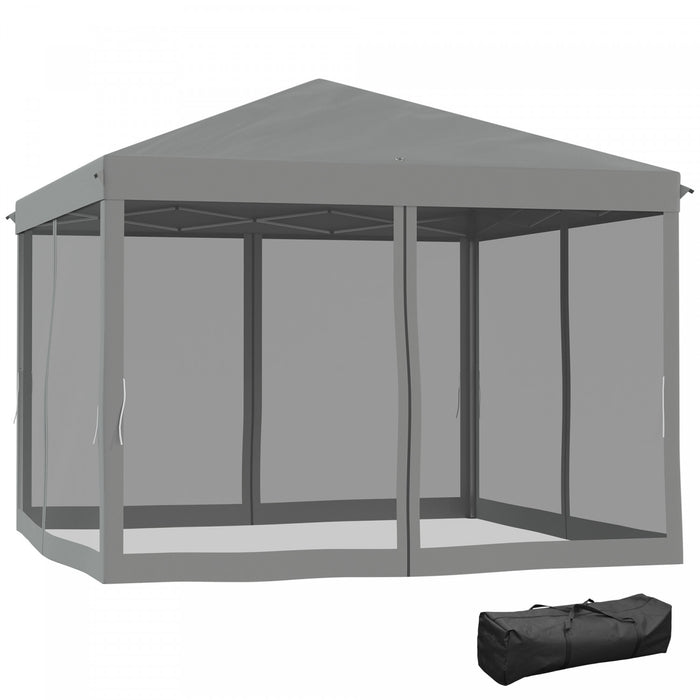 Outsunny 10 'x 10' Tente Gazebo Avec Paroi Laterale En Maille Amovible