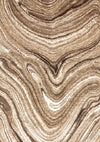Carpette Forte brune et crème à motif de vagues apaisantes - 5 pi 3 po x 7 pi 5 po