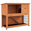 Pawhut Clapier A Lapin En Bois, Cage A Lapin Exterieure A 2 Etages, Plateaux, Rampe, Toit En Asphalte, Portes Pour 1-2 Lapins, 47\" X 20\" X 40\", Orange