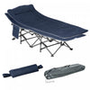 Outsunny Lit Pliant De Camping Pour Adulte Avec Oreiller Matelas Bleu Fonce