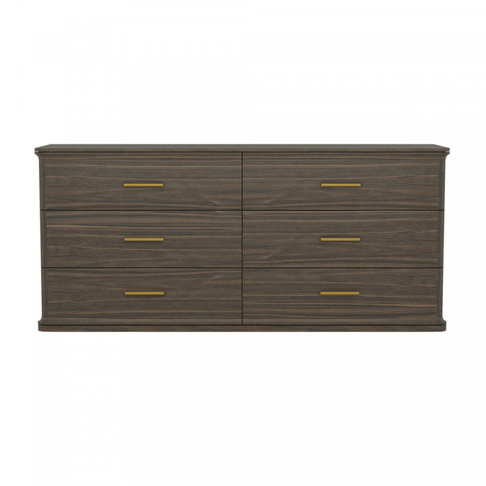 Commode traditionnelle Clifford en noyer (6 tiroirs)