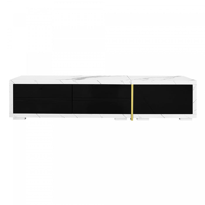 Liam 55.1\"–102\" Cabinet TV Moderne avec Longueur Ajustable et Fonction Rotative, Blanc