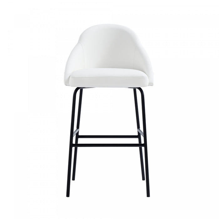 Tabouret de bar moderne en metal Gracie, rembourre, blanc et noir