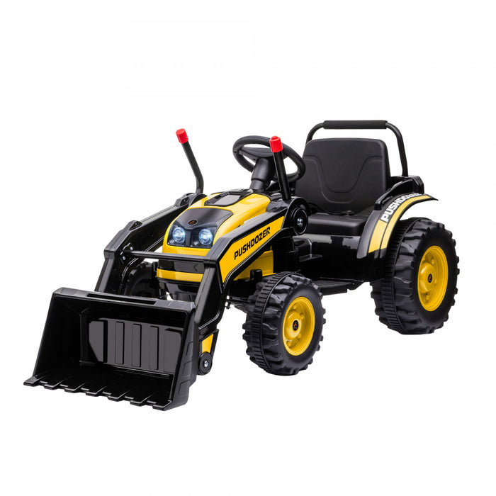 Aosom Bulldozer A Chevaucher Pour Enfants 6v Batterie Jouet Construction Musique Phare Avant Arriere Vitesse Pour 3-5 Ans Jaune