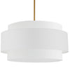 Luminaire suspendu Priya de Dainolite de 30 po de diamètre avec abat-jour blanc, fini laiton vieilli et 4 ampoules