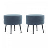 Lot de 2 poufs d’appoint Bailey style milieu du siecle moderne, rembourres, bleu