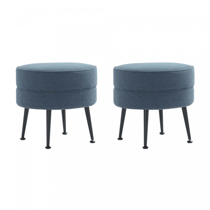 Lot de 2 poufs d’appoint Bailey style milieu du siecle moderne, rembourres, bleu