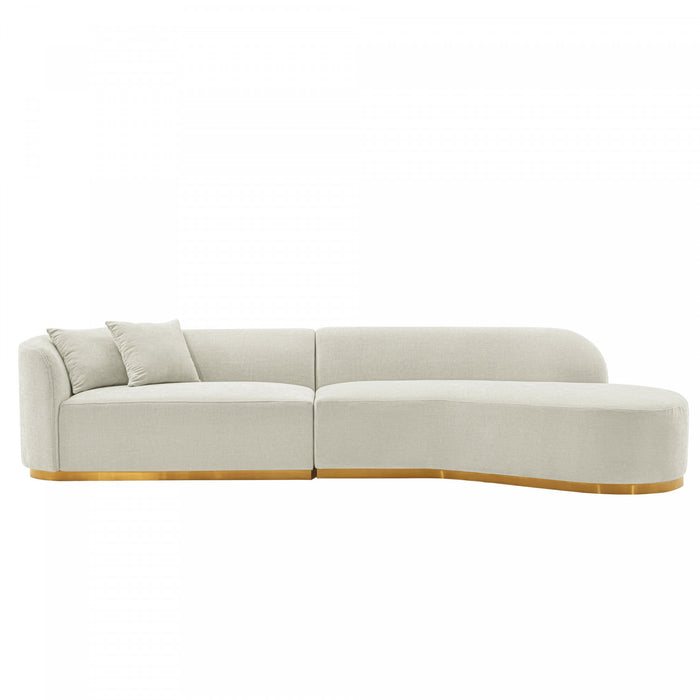 Canape d’angle moderne Daria 132\" en chenille ivoire