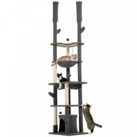 Pawhut Arbre A Chat Du Sol Au Plafond, Hauteur Reglable De 89 A 100 Po Pour Grands Chats Avec Griffo