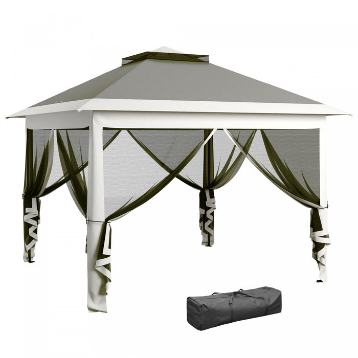 Outsunny Gazebo Escamotable 11' X 11' Avec Sac De Transport, Gris Fonce