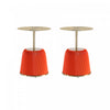 Table d’appoint moderne Anderson avec plateau en metal et revetement en tissu orange – Lot de 2