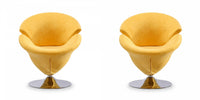 Fauteuil lounge pivotant moderne en velours Tulip jaune - Lot de 2