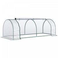 Outsunny Serre De Jardin Tunnel 2,5l X 1l X 0,8h M Grande Porte Zippee Bache Pvc Transparent Metal E