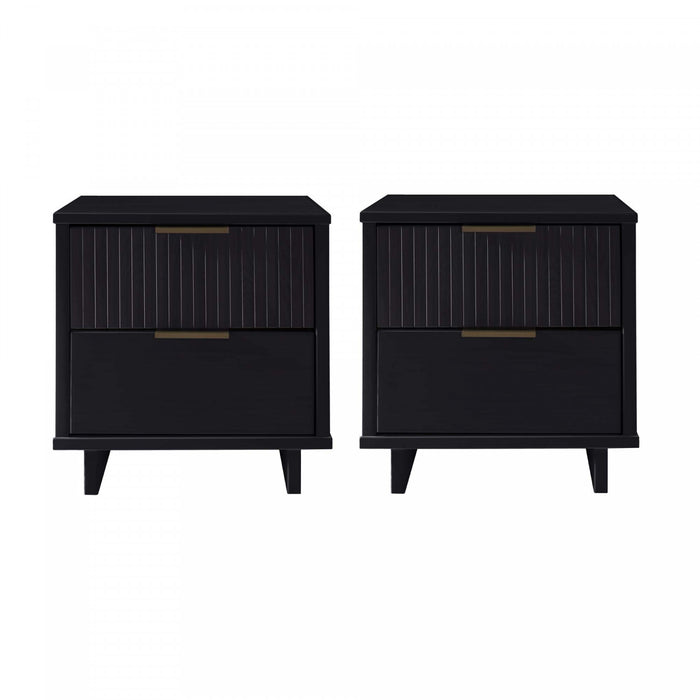 Table de nuit Granville Moderne 18\" en noir (2 tiroirs) - Lot de 2