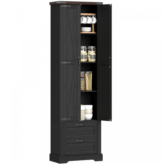 HOMCOM Meuble de rangement de cuisine de 71 po, armoire de cuisine, noir