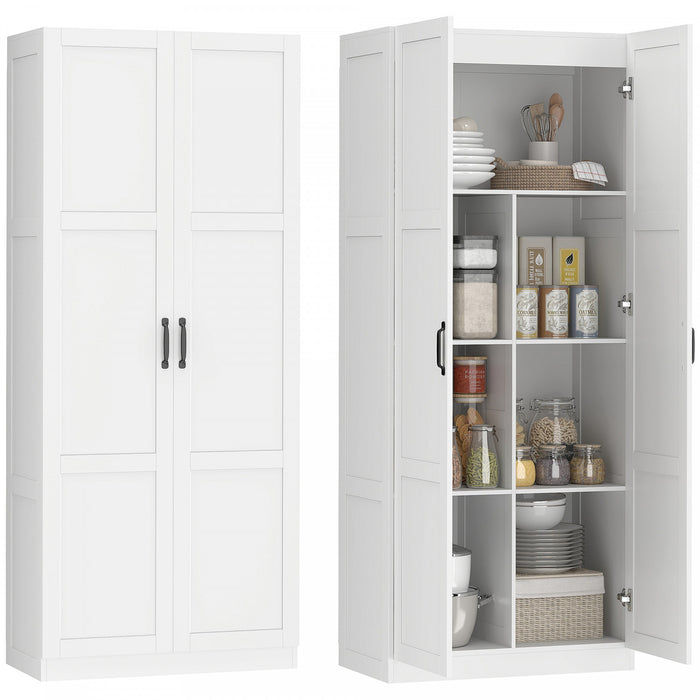 HOMCOM Armoire de Cuisine avec Charnieres a Fermeture Douce, Blanc