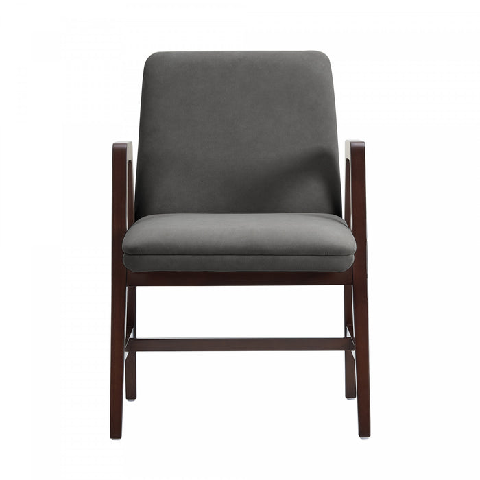 Fauteuil moderne en bois et velours Stella, coloris graphite