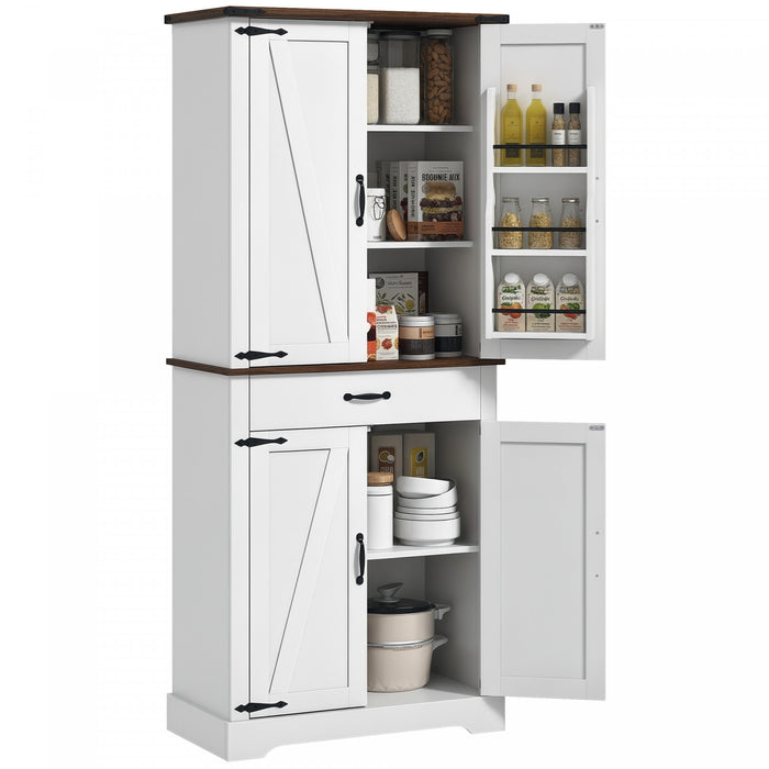 HOMCOM Garde-manger de cuisine, grand meuble de rangement , blanc