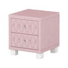 Sophia Table de Nuit Elegante en Velours avec Tiroirs et Design Capitonne, Rose