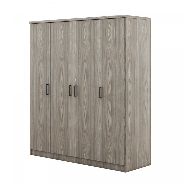 Armoire Christ En Bois De 59,2\" Avec 4 Portes, Tiroir Et Espace De Rangement Suspendu, Grise