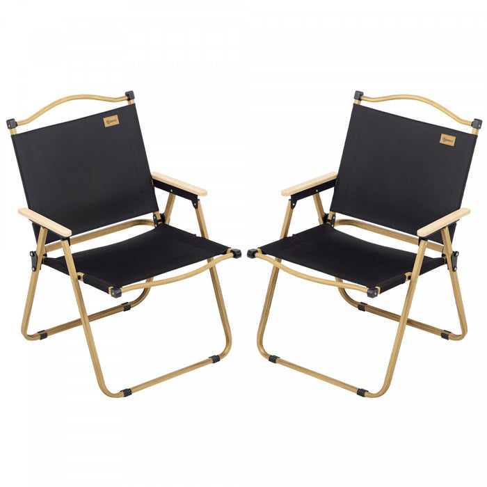 Outsunny Lot de 2 chaises de camping pliantes, fauteuils portables, noir