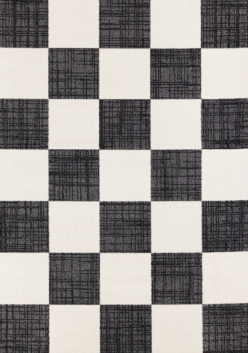 Tapis Covington a Carreaux Noir et Blanc, 7'10\" x 10'6\"