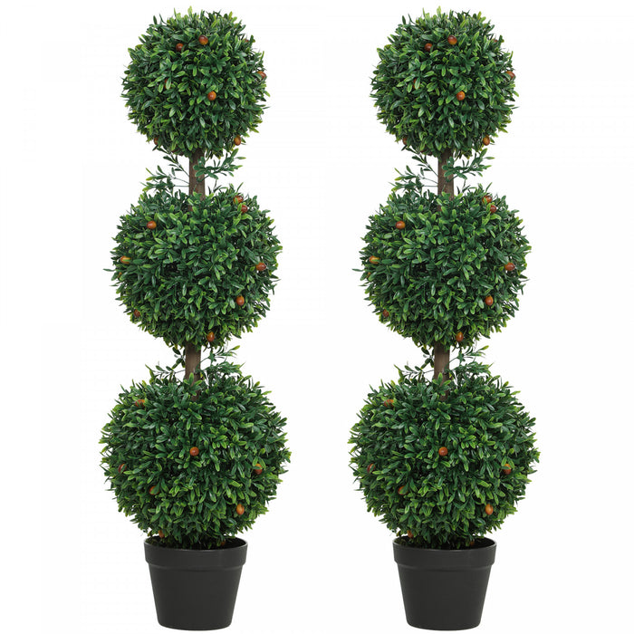 HOMCOM Ensemble de 2 Arbres Topiaires de Buis Artificiels, 3.3pi, Vert