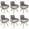 Chaises de salle a manger pivotantes Timothy en velours avec revetement capitonne et pieds en metal, lot de 6, gris