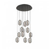 Lustre A Del Integrees A 12 lampes Vega, Noir Avec Verre Fume Fonce