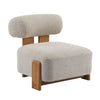 Luma Fauteuil de Salon Moderne en Bouclette a Dossier Enroule et Cadre en Bois Massif, Amande, Naturel