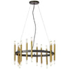 Lustre Derry de Dainolite avec fini noir mat et laiton vieilli et 24 ampoules