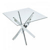 Table a manger carree en verre Olivia avec fonction polyvalente, finition chrome