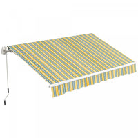 Outsunny Auvent Retractable 10' X 6.5' Avec Lumieres LED, Uv40+, Jaune/gris