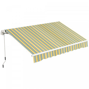 Outsunny Auvent Retractable 10' X 6.5' Avec Lumieres Led, Uv40+, Jaune/gris