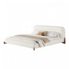 Lit plateforme Harper a profil bas en boucle avec tete de lit epaisse et courbee, California King, blanc creme