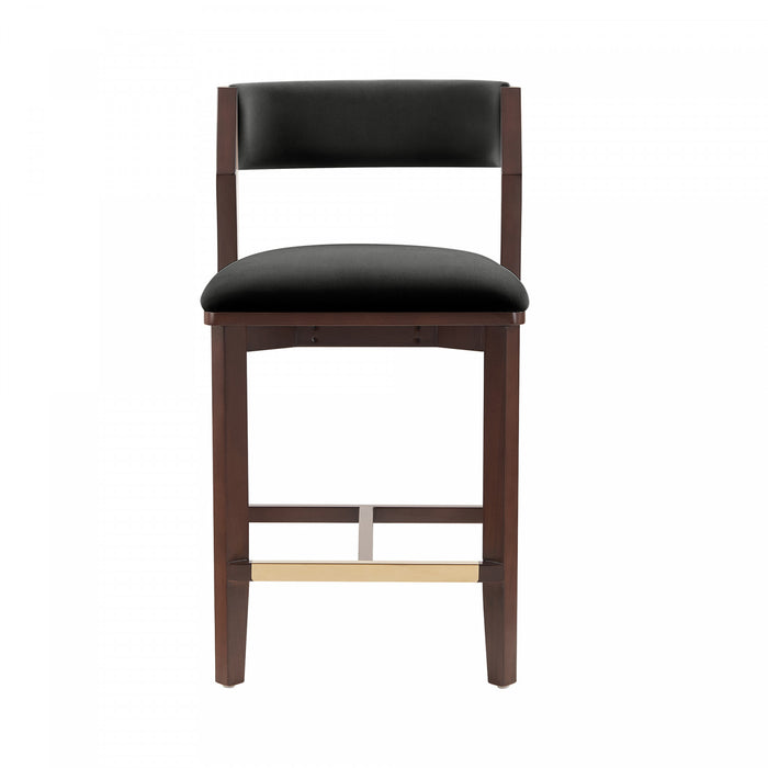 Tabouret de comptoir moderne Patricia en bois avec revetement en tissu, coloris noir