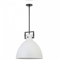 Luminaire suspendu Liberty de Dainolite avec abat-jour en métal blanc mat, fini noir mat et à 1 ampoule