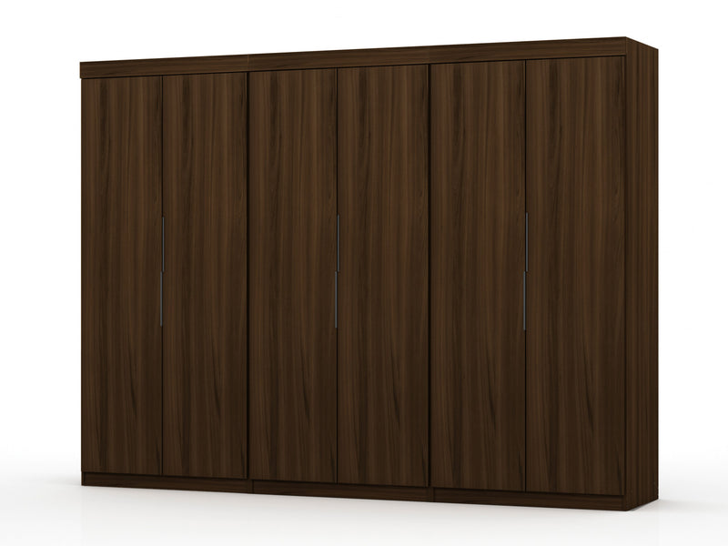 Armoire-penderie contemporaine moderne Mulberry 13 pieces en brun chataigne