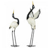 Outsunny 2pcs Statues De Jardin De Heron Metal Oiseau Sculptures, Blanc
